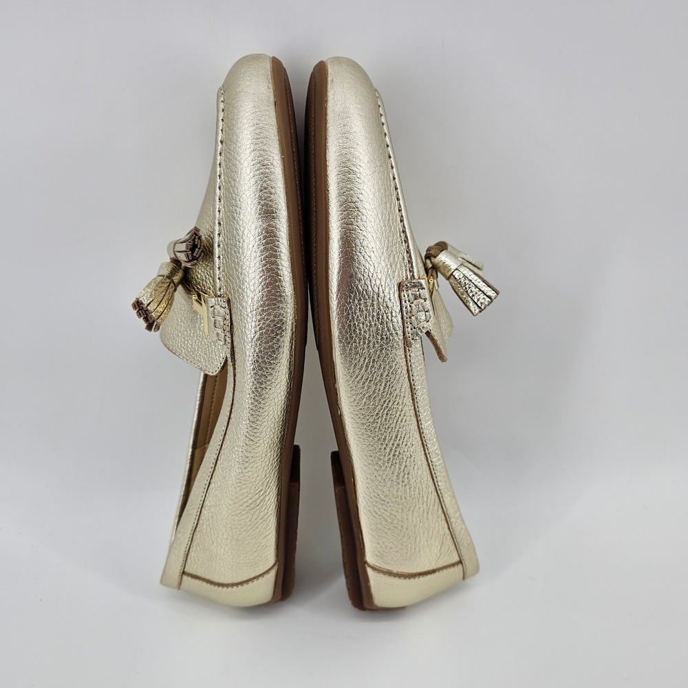 Talbots Driving Loafers Womens 8.5M Gold Metallic Leather Tassel Bit Slip On - Picture 2 of 6